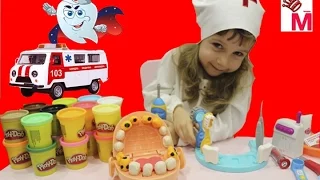 Пластилин Плей До мистер Зубастик, играем в стоматолога(Play Doh Dr. Drill and Fill) Видео для детей