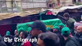 Heavy gunfire as hundreds mourn Hamas deputy leader at Beirut funeral