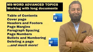MS-Word Advanced topics | Working with Long Documents | Formatting a document