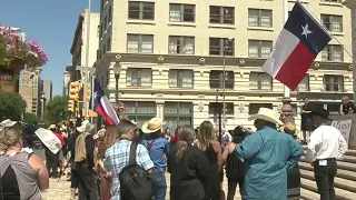 Dozens gather in protest against the Alamo Master Plan