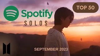 [TOP 50] MOST STREAMED BTS SOLO SONGS ON SPOTIFY | September 2023