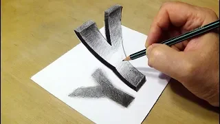 Drawing 3D Letter Y - Floating Y Illusion - By Vamos