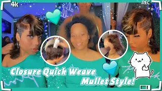 Mullet Hairstyle!💥Side Part Closure Quick Weave Tutorial | Asymmetrical Layered Bob Cut Ft.#ulahair