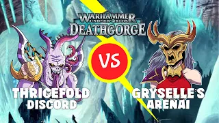 Warhammer Underworlds Battle Report: Thricefold Discord vs Gryselle's Arenai