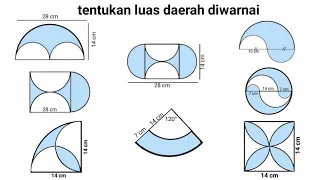 Luas lingkaran diwarnai/diarsir (matematika 6 halaman 78, 83, 140, 141)