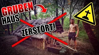 GRUBENHAUS von HATER ZERSTÖRT Bushcraft Shelter #013 - Lagerbau - Outdoor Camp | Fritz Meinecke