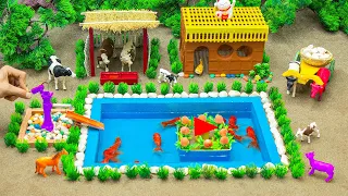 DIY mini Farm Diorama with house for Cow,Pig | Mini Hand Pumb Supply Water Pool for animals #44