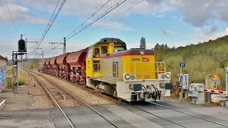 Trains RER INFRA TTX HLP et Fret Passage à Niveau PN 61 et Gare de VAUBOYEN