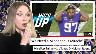 New Zealand Girl Reacts to Mic'd up SAINTS VS VIKINGS - MINNEAPOLIS MIRACLE!