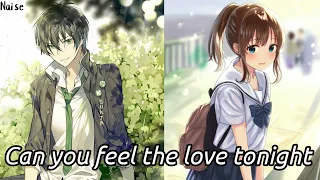 NIGHTCORE-CAN YOU FEEL THE LOVE TONIGHT(LYRICS)(SWITCHING VOCALS)