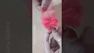 Net fabric flower Using only NEEDLE / Fabric flower making #shorts #shortsindia #fabricflowermaking