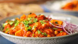 Chickpea & Sweet Potato Curry.  Perfect Vegetarian curry ready in 30 mins