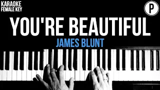 James Blunt - You're Beautiful Karaoke FEMALE KEY Acoustic Piano Instrumental Cover Lyrics