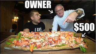 OWNER BETS $500 I CAN'T EAT 48" OF LOBSTER ROLLS | Joel Hansen