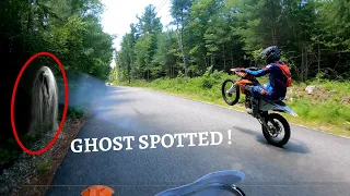 EXPLORING HAUNTED FORREST ON DIRT BIKES (GHOST SPOTTED!!)