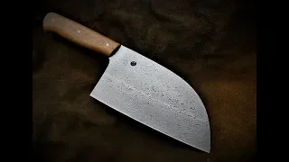 Making Almazan damascus kitchen knife.fabrication couteau de cuisine d'Almazan en damas.