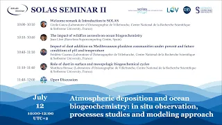 SOLAS Seminar II: Atmospheric Deposition and Ocean Biogeochemistry