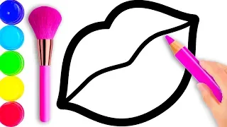 Glitter Toy Lips Makeup Brush & Pencil Set coloring and drawing for Kids, Toddlers Кис Кис