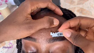 Eye brows trimming  with blade