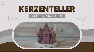 DIY Kerzenteller mit Häuschen aus Gießpulver ganz einfach selber machen | Tutorial