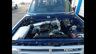 Turbo 3RZ swapped into an 86 Toyota Turbo Truck with a Haltech