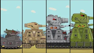 VK 44-M2 / KV 44 - M2 engages in a battle with the Big Boss Tank Steel. Cartoons about tanks.