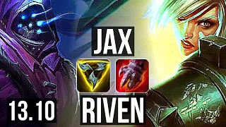 JAX vs RIVEN (TOP) | 66% winrate, 2/2/8 | KR Master | 13.10