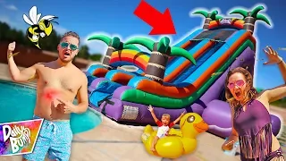 STUNG BY BEES on World’s Biggest WATER SLIDE! 💥 (CAUGHT ON CAMERA!)