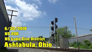 (Archive 6/30/2018) NS 206 Passing NP with NKP Signals Still Standing - Ashtabula, Ohio