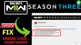 Warzone 2 Season 3 directX error with Error code 0x887A0005 Fix
