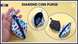 DIY How to make a diamond-shaped coin purse / zipper pouch / sewing tutorial [Tendersmile Handmade]