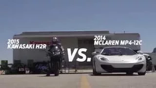 kawasaki ninja h2r vs bugatti veyron drag race 2015