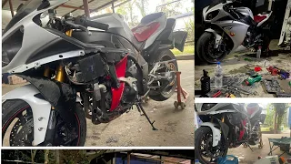 Yamaha R1 servicing ... Mathasare ..🤣