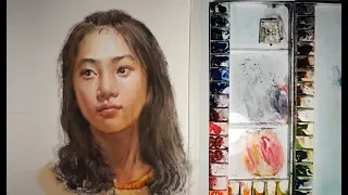 Watercolor Portrait Painting : a Girl Portrait