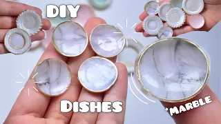 Miniature Plates / with imitation Marble ! Polymer Clay Tutorial | Strawberrypuffcake ✨