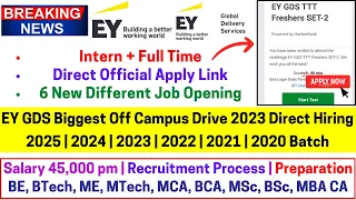 EY GDS Biggest Off Campus Drive 2023 Direct Hiring 2025-2020 BATCH | Exam Mail | Process Preparation