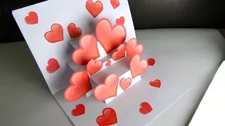 DIY 3D Pop Up Card | Handmade Heart Card For Valentine's Day