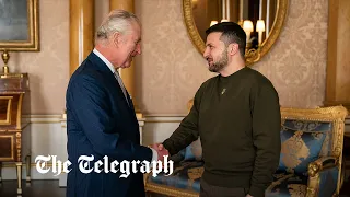 President Zelensky meets King Charles at Buckingham Palace during UK visit