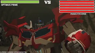 Optimus Prime vs Inspections fight WITH HEALTHBARS