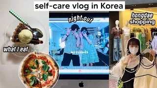Self-Care Vlog In Korea: shopping at Hongdae, night out, what I ate, home workout | Q2HAN