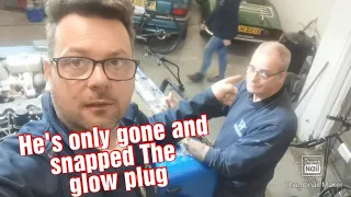 smokey defender 200 tdi giving us issues. Head removal broken glow plug