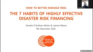 The 7 Habits of Highly Effective Disaster Risk Financing - Session at the GDP 2020