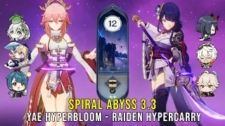 C0 Yae Hyperbloom and C0 Raiden Hypercarry - Genshin Impact Abyss 3.3 - Floor 12 9 Stars