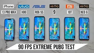 iQOO Neo 6, Mi 10T, iQOO 9, ROG 5s, iPhone 13 Pro Max, Vivo X80 90 FPS Extreme Pubg Test 🔥