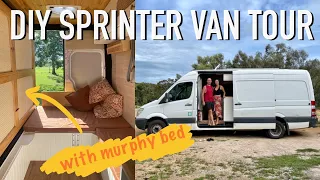 VAN TOUR Sprinter Layout + Murphy Bed. DIY Build | VAN LIFE Australia