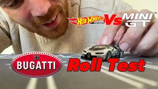 Bugatti Playability 1/64 Roll Test Mini GT vs Hot Wheels. Premium Die-Cast Comparison & Review