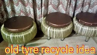 old tyres recycling/brilliant idea of beautiful home decor/ stool from car tires