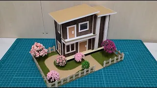 DIY- BAGAIMANA CARA MEMBUAT MINIATUR RUMAH DARI KARDUS #25 RUMAH BERLAPIS KERTAS BERWARNA