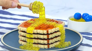 Lego Food In Real Life: EASY BANANA PANCAKES Recipe - Stop Motion Cooking ASMR Satisfying