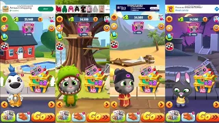 Talking Tom Gold Run Stone age Hank vs Dino Tom vs Fortune Tom vs Becca Sparkles vs Roy Raccoon